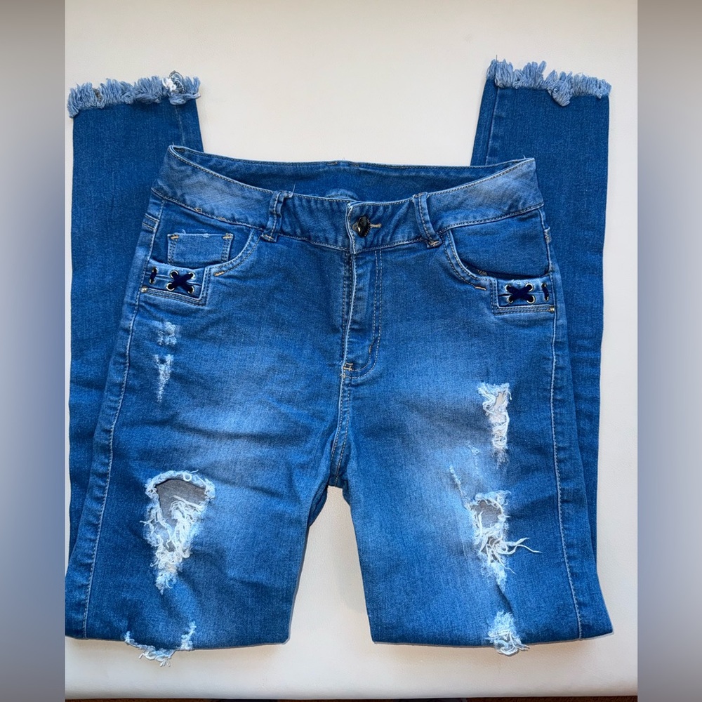 Colombian Blue Distressed Women’s Jeans